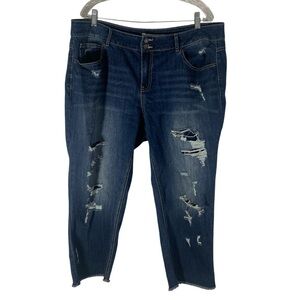 Cato Denim Blue Jeans Distressed Crop Ankle Raw hem 16W